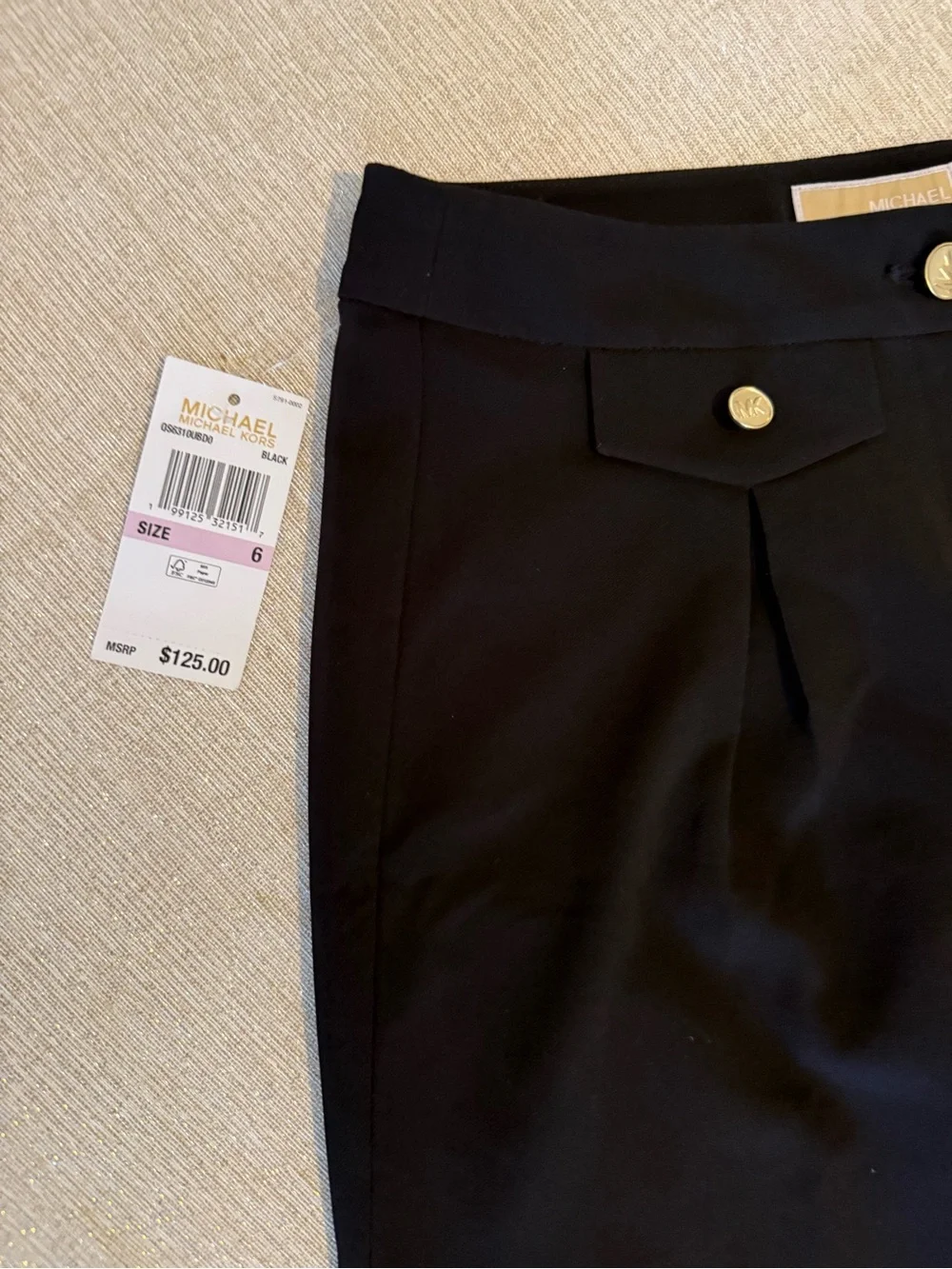 Michael Kors Black Wide-Leg Trousers with Gold Buttons